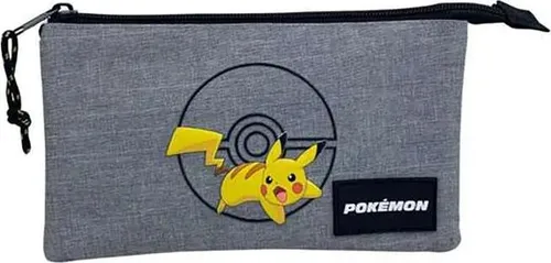 Toybags Pikachu Pokemon Triple Bleistiftetui Grau Mann Grau One Size