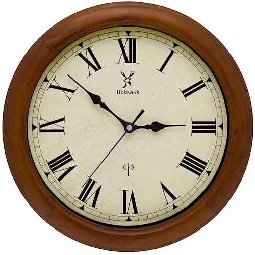 Holzwerk Vintage Funk Wanduhr 35cm mit Römischen Ziffern