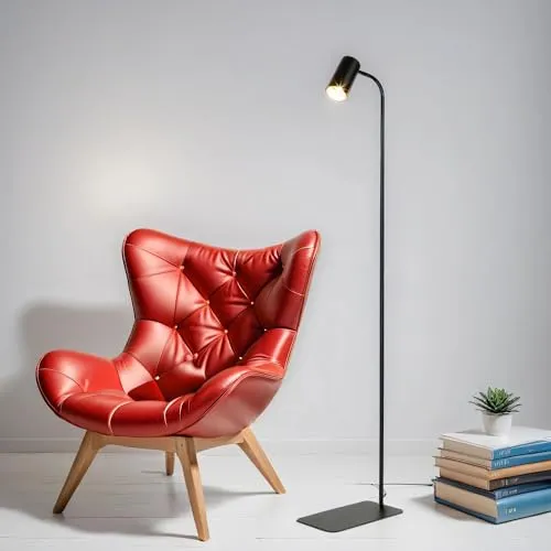 Licht-Erlebnisse Kleine Stehlampe Schwarz Gold 124cm - Moderne Stehleuchte für das Wohnzimmer mit flexibel verstellbarem Schirm, ideal als Leselampe. Genießen Sie stilvolles Licht und praktischen Schalter direkt am Schirm.