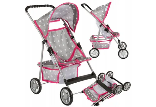 Kinderplay Puppenwagen KP0280S - Moderner Puppen Buggy mit Anschnallgurt - Puppenwagen für Kinder, 56 cm hoch, mit leichtgängigen Rädern und waschbaren Materialien. Ideal für kleine Mädchen, um ihre Puppen sicher und stilvoll zu transportieren.