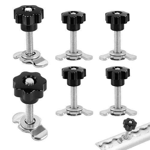 Stück Schraubfitting Airlineschiene, M8x60 Airlineschiene Fitting, Schwarz Airline Fitting Endbeschlag Sterngriff Airlineverschraubung Zubehör 500daN Einfachendbeschlag für Zurrschienen 6