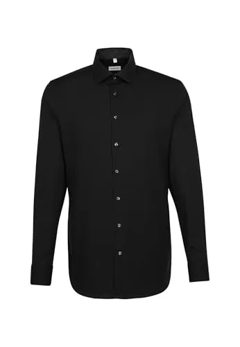 Seidensticker Herren Slim Bügelfrei Kent Patch Businesshemd, Schwarz, 39 - Herrenhemden: Bügelfreies, atmungsaktives Slim Fit Hemd für jeden Anlass – perfekt für Büro, Freizeit oder Partys!