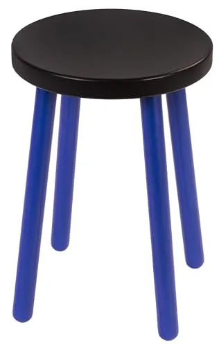 specwood Hocker - Barhocker - Kleiner Küchenhocker - Blumenständer Holz - Couchtisch Klein - Pflanzenständer - Rund - Schwarz/Blau