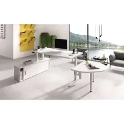 Schreibtisch A-ktiv H650-1300 mit Sideboard und Kufe von Hammerbacher