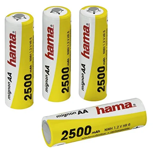 Hama AA Akkus 4er-Pack (2500 mAh, Alkali Akkus, 4x NiMH Batterie, 1,2 V)