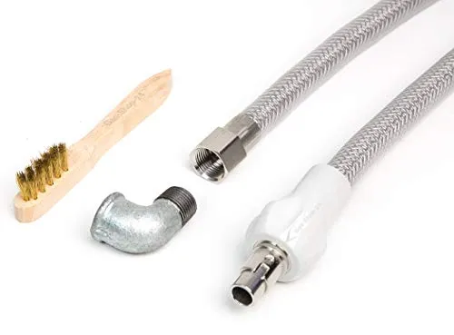 Edelstahlschlauch für Gasanschluss - Gasschlauch 2,0 m, ideal für Gasherde und Gaskocher, geprüft nach DIN DVGW, inklusive Reinigungsbürste für einfache Wartung und Sicherheit.