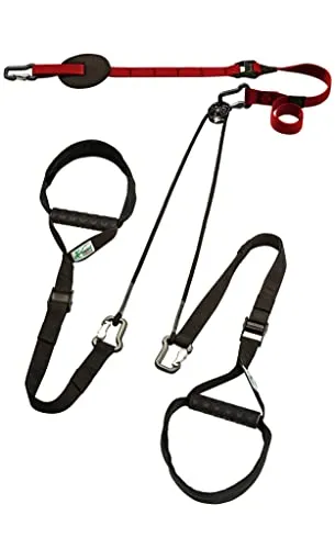 eaglefit - Premium Sling-Trainer „Exclusive“ für Zuhause inkl. Umlenkrolle, Türanker, Wand-, oder Deckenhalterung & Zubehör - Schlingentrainer Ganzkörper Gerät - Strap System Bodyweight Training (rot)