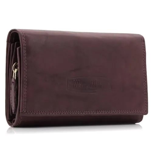 ekavale Geldbörse Damen Leder mit RFID-Schutz 25 Fächer Damen Portemonnaie Lang (Bordo)