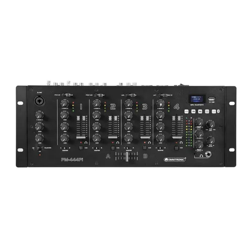 Omnitronic PM-444Pi 4-Kanal DJ Mixer - Mixer; 4-Kanal DJ Mixer mit USB Audio Interface, Bluetooth und USB-MP3-Player für flexible Nutzung und erstklassigen Sound.