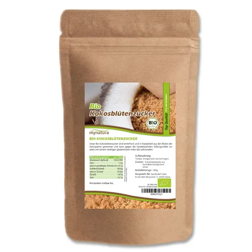 Mynatura Bio Kokosblütenzucker natürliches Süßungsmittel 1000g Beutel Vegan Coco