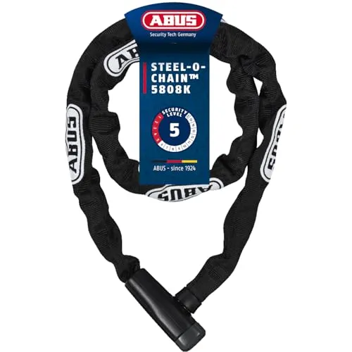 ABUS Steel-O-Chain 5805K Fahrrad Kettenschloss - Fahrradschloss mit 5 mm Durchmesser, 110 cm lang und sicherem Schlüsselverschluss, ideal für optimalen Diebstahlschutz unterwegs.