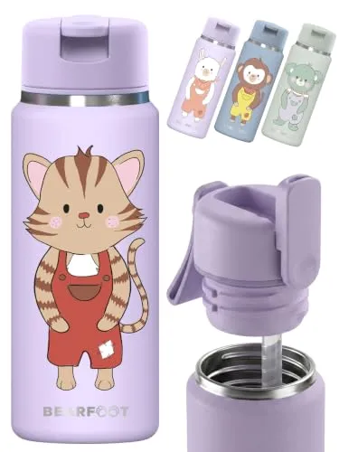 BEARFOOT TINY Edelstahl Trinkflasche Kinder 200ml (Katze