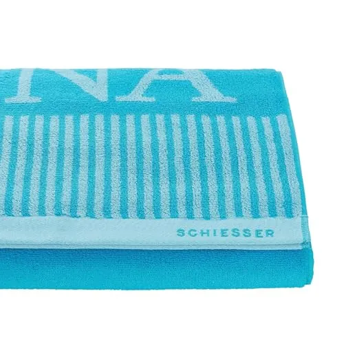 Schiesser Frottier Saunatuch Rom - Türkis 75x200 cm - Hochwertiges Saunatuch aus 100% Baumwolle, weich und saugstark. Oeko-Tex zertifiziert, perfekt für Allergiker. Ideal für Sauna und Wellness!