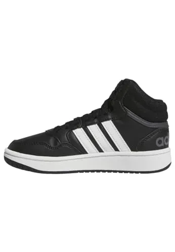 Adidas HOOPS MID 3.0 Kinder - Schwarz - Sneaker für Kinder mit erstklassigem Komfort, sicherem Sitz und lässigen Retrovibes dank halbhoher Silhouette und leichtem Synthetikleder.
