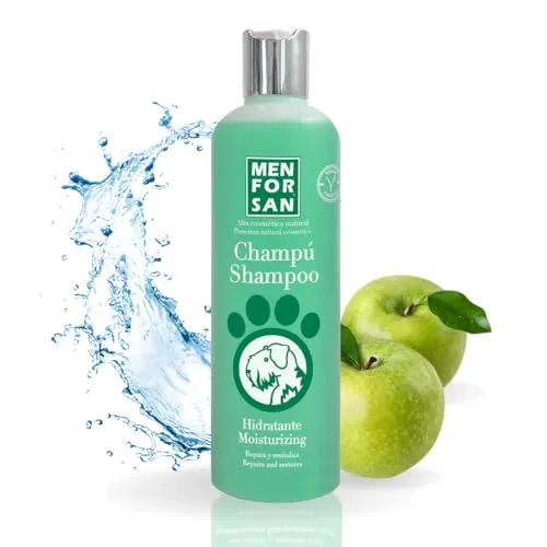 Menforsan Feuchtigkeitsshampoo für Hunde | Spendet Intensive Feuchtigkeit | Sorgt für Glanz | Revitalisiert und repariert | Beseitigt schlechten Geruch | Apfel | 300 ml