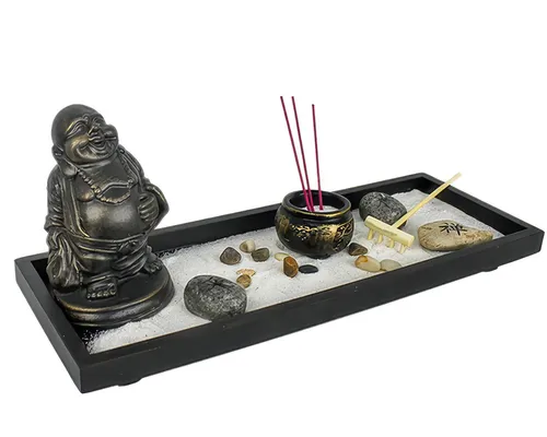 Yudu Dekofigur Zen - Garten mit Buddfigur mit Kerzen Rauchstab Nr: YH-26