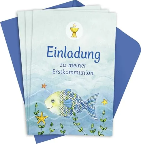 Der Wunschfisch. Einladungskarten zur Erstkommunion: 8 Einladungskarten mit dem beliebten Wunschfisch-Motiv, mit farblich passenden Umschlägen (Der Wunschfisch - Zur Erstkommunion)
