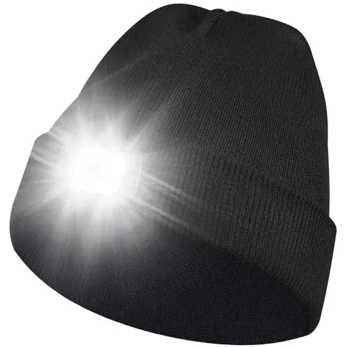 Stycizom LED Beleuchtete Mütze,Unisex Einheitsgröße Winter Warm Headlamp Hat für Joggen, Wandern im Freien, Laufen, Radfahren in der Nacht für Herren und Damen Geschenke