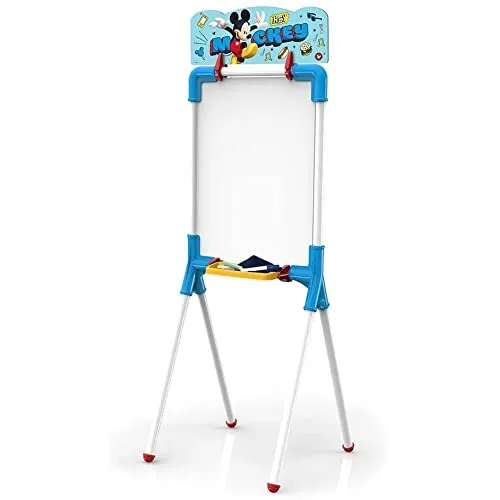 Chicos - Mickey Mouse 2 In 1 Reversible Junior Whiteboard | Inklusive 1 Marker, Kreide, Radiergummi und Mickey Schablone | Ab 3 Jahren | Maße: 37 x 32,5 x 98 cm (53009)