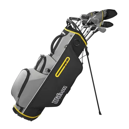WILSON Herren Ultra HL Golfschläger Set mit Stand Tasche - Komplettset mit 10 Golfschlägern und leichtem Standbag, ideal für Einsteiger und Gelegenheitsspieler, mit Graphitschaft für hohe Schlägerkopfgeschwindigkeit und präzise Schläge.