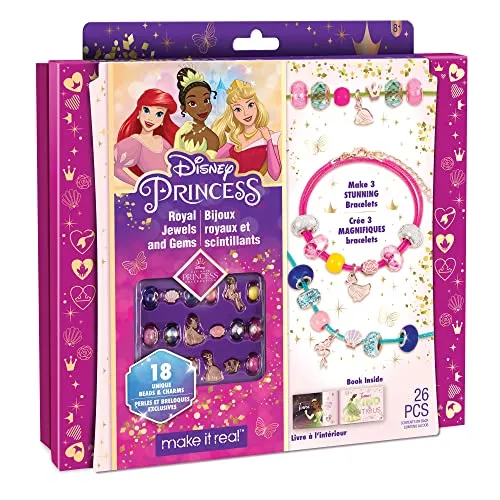 Produktbild Make It Real Disney Prinzessin Armband-Bastelset einschließlich Anhänger aus Die kleine Meerjungfrau, Dornröschen und Prinzessin und der Frosch – Geschenke für Mädchen