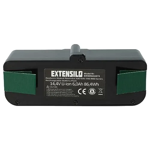 EXTENSILO Akku für iRobot Roomba 895, 965, 960, 980, 985 - Ersatzakku für Saugroboter mit 6000 mAh, leistungsstark und langlebig. Ideal für effizientes Reinigen, geprüft und wiederaufladbar.
