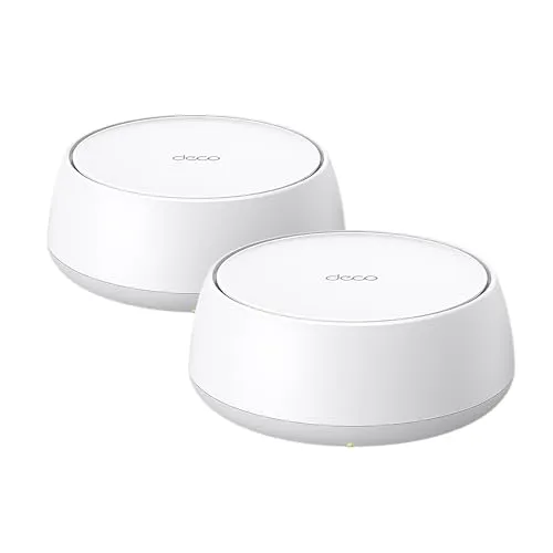 TP-Link Deco BE25 WiFi 7 Mesh WLAN (2 Pack) - Router mit WiFi 7, 3,6 Gbps Geschwindigkeit und AI-gesteuertem Roaming für nahtloses Surfen in Häusern mit 3-4 Zimmern.