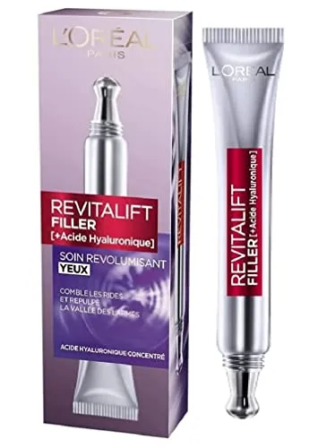 L'Oréal Paris Revitalift Filler Gesichtscreme Kontur Augen, 15 ml - Augencreme mit Anti-Falten-Formel und Hyaluronsäure, sorgt für straffere Konturen und einen jugendlichen Blick.