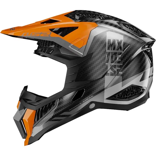 LS2 MX703 X-Force Victory Carbon Motocross Helm, schwarz-orange, Größe S - Motorradhelm mit verstellbarem Helmschirm und mehrdimensionalem EPS für optimale Sicherheit und Komfort beim Fahren.