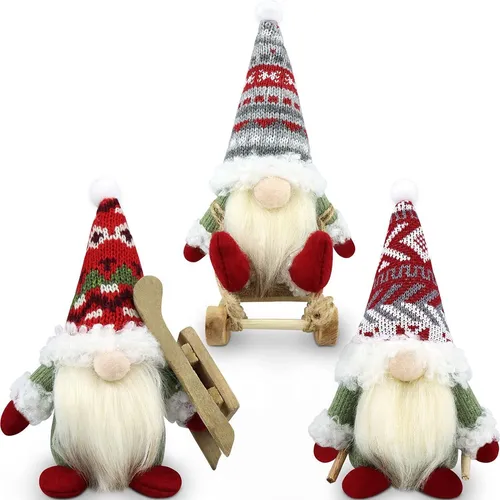 Weihnachtswichtel 3er Set Figur Weihnachtsdeko Christmas Deko Rot