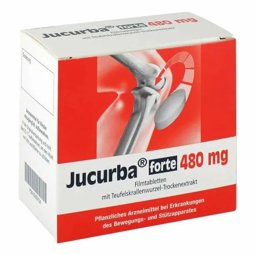 Jucurba Forte 480mg - Pflanzliches Arzneimittel - Arzneimittel zur unterstützenden Therapie bei Verschleißerscheinungen des Bewegungsapparates, mit Teufelskrallenwurzel-Trockenextrakt für langanhaltende Linderung.