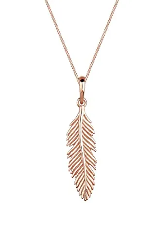 Elli Halskette Damen Feder Boho Gypsy Festival in 925 Sterling Silber Rosé vergoldet - Elegante Halskette mit Feder aus 925 Sterling Silber, rosé-vergoldet. 45 cm lang und perfekt für jedes Outfit. Handgefertigt und anlaufgeschützt, ideal als Geschenk für besondere Anlässe.