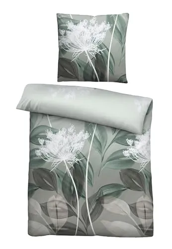 biberna Feinbiber Bettwäsche 0004100 BLÄTTERRANKE  in grün von biberna