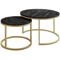 Runder Tisch 2in1 CIRI Dunkelbeton Gold Matt