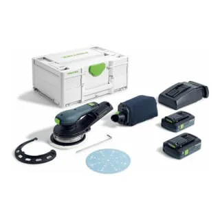 Festool Exzenterschleifer ETSC 2 150 4,0 I-Plus - Schleifmaschine mit 150mm Ø, akkubetrieben, inkl. 2 Akkus und Ladegerät. Genießen Sie kabellose Freiheit und die Vorteile des Bluetooth-gesteuerten Staubabsaugens für sauberes Arbeiten.