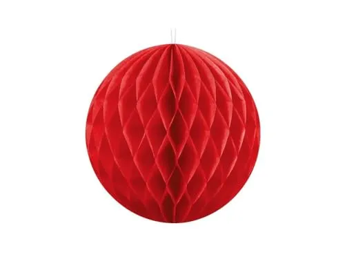 Wabenball 1 Stk Ø 10 cm - Pompoms Wabenbälle Deckendeko Hängedeko Honeycombs (rot)