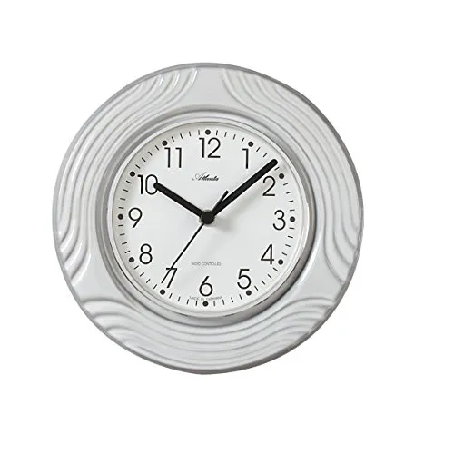 Atlanta Funk Küchenuhr Edel-Keramik Weiß-Grau - 6021 von Atlanta