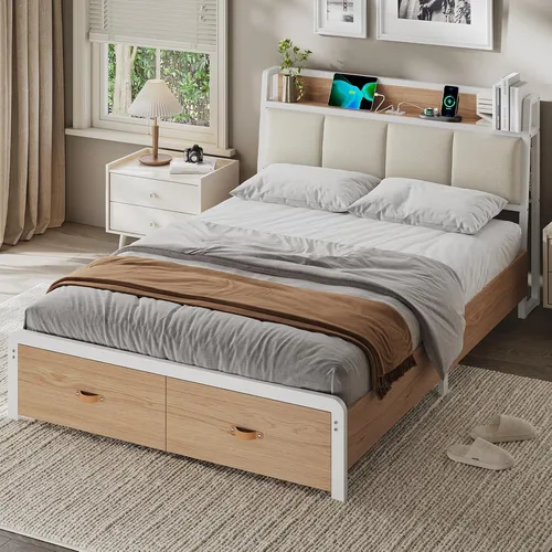 KIMENICH Metallbett mit Ladestation und Schubladen