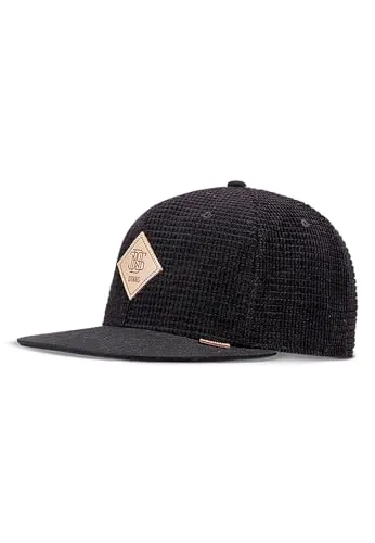 Djinns Waffle Cord Snapback Cap - Schwarz - Baseball Cap mit geradem Schirm, verstellbar am Hinterkopf für perfekten Sitz, One size fits all.