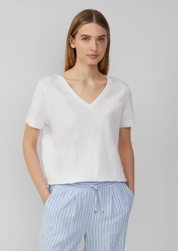 s.Oliver Kurzarmshirt T-Shirt T-Shirt aus Flammgarn mit V-Ausschnitt