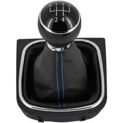 RECAMBO Schalthebel Schaltknauf, Schaltsack, Wahlhebel, Kappe für VW Golf 5 + 6, 2003-2016, Plug & Play, Auto Schalthebel Schaltmanschette, schwarz - chrom schwarz Knauf + Sack 5 Gang