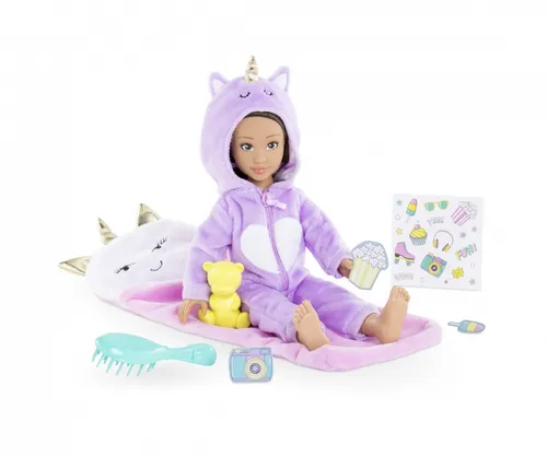 Corolle Modepuppe Luna Pyjama Party Set - Puppe mit Zubehör - 28 cm