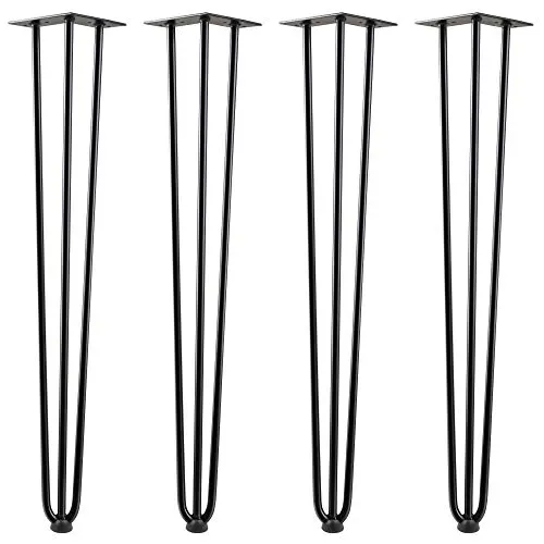Zelsius 4er Set Hairpin Legs 71cm, Schwarz - Möbelfüße für DIY-Tische | Elegante Haarnadelbeine aus robustem Stahl, ideal für individuelle Esstische oder Beistelltische, inklusive Bodenschoner für mehr Stabilität.