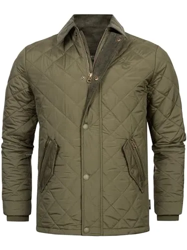 Indicode Herren INAldos Steppjacke mit Cordkragen | Bequeme Daunenjacke für Männer, Army, XL - Leichte Steppjacke aus strapazierfähigem Gewebe mit wasserabweisender Beschichtung. Bequemer Schnitt für optimale Bewegungsfreiheit und Wärmeisolierung. Ideal für kühle Tage.