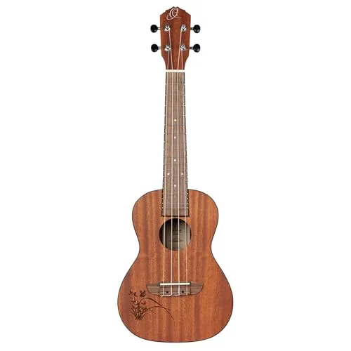 Ortega Guitars Konzert Ukulele Linkshänder Bonfire Series Sapele - Akustische Ukulele für Linkshänder, klarer Ton und ideal für unterwegs