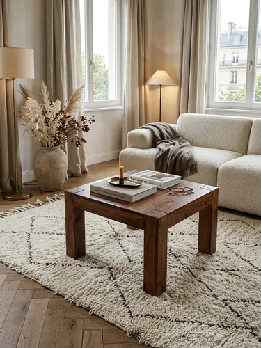 Massiv-Holz Couchtisch Sheesham 60 cm - Beistelltisch im Landhaus-Stil - Eleganter Couchtisch aus massivem Sheesham-Holz, handgefertigt und einzigartig. Mit 60 cm Breite bietet er praktische Abstellmöglichkeiten und schafft ein warmes Ambiente in Ihrem Wohnzimmer.