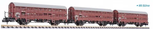 Liliput N (1/160) L260134 3-tlg. Set Verschlagwagen m. Bremserbühne, Hbes-63 Vlm