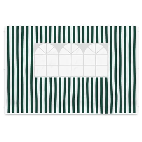 Seitenteile Seitenwände Seitenplanen mit je 1 Fenster für PE-Pavillon Partyzelt 3 m grün weiß 2