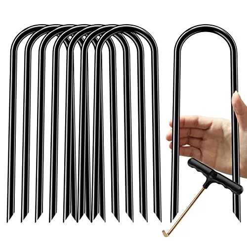 Erdanker Bodenanker, zeltheringe Heringe，hoher Wind, robuste Trampolin Erdanker, verzinkter Stahl, Windpfähle für Trampolin (schwarz, U-Typ, 8 Stück)