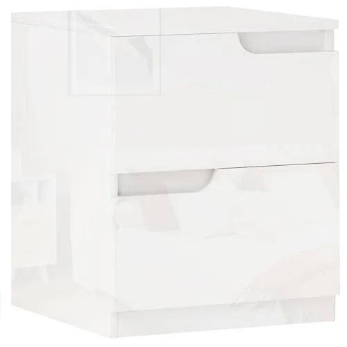 HOMCOM Nachtschrank Nachttisch mit 2 Schubladen - Moderner Nachttisch mit hochglänzenden Schubladenfronten und grifflos elegantem Design; ideal für Schlafzimmer oder Wohnzimmer, bietet viel Stauraum und ist einfach zu reinigen.